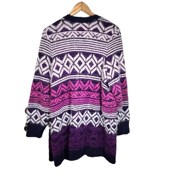Lane Bryant Purple Ombré Open Front Fuzzy Beach Cardigan Size 14/16 - Picture 3 of 5